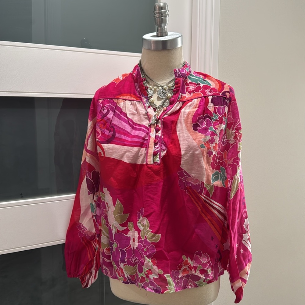 CIEBON Coordinating Fatimah Floral Print Mandarin Neck Long Sleeve Blouse - Picture 4 of 17